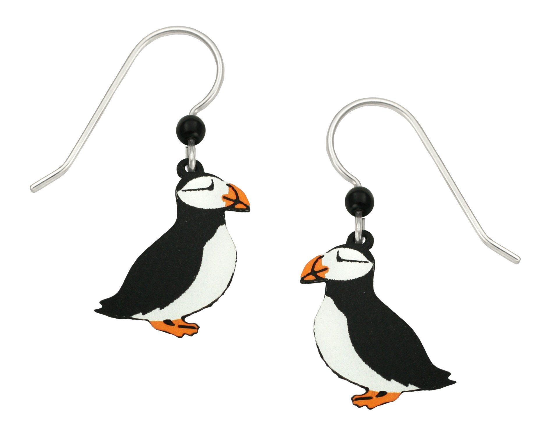 Sienna Sky Horned Puffin Bird Earrings Black and White with Gift Box Made in USA