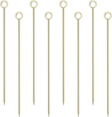 8 púas de cóctel de acero inoxidable, palillos de cóctel de martini, pinchos de metal reutilizables para cócteles, aceitunas y aperitivos Bloody