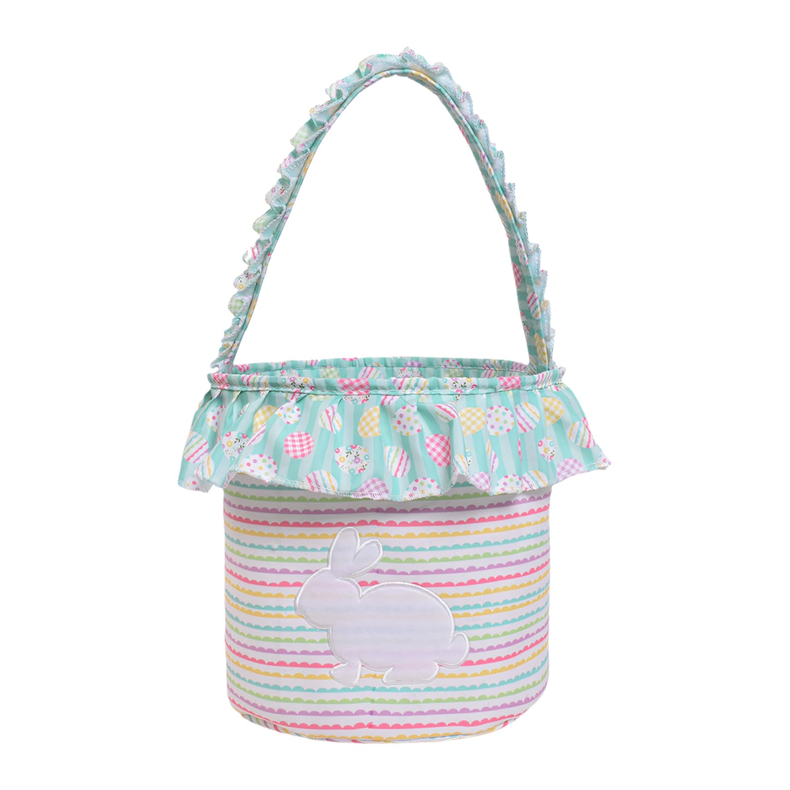 Kalttoy Spacious Cotton Easter Rabbits Basket Washable with Handle for Home Decor Easter Conies Storage Bag