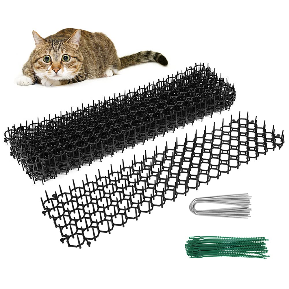 Set of 6 Anti-Cat Mats with Spikes, 49 x 14 cm Spike, Anti Cat Repeller Mat, Powerful Cat Repellent Mat, Outdoor Cat Dog Mat with Thorns, Deterrent Mat for Cats, Barriers, Outdoor Cats