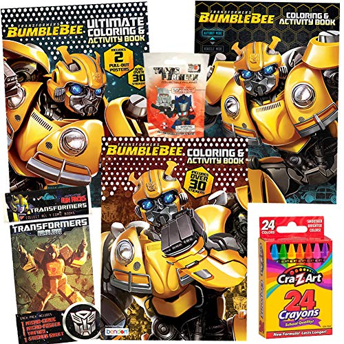 ColorBoxCrate Transformers Bumblebee Coloring Book Toy Set 6 Pack Includes 3 Transformers Activity Books, Transformers Comic, Transformers Action Figure Blind Bag, Crayons for Children Ages 3 to 8