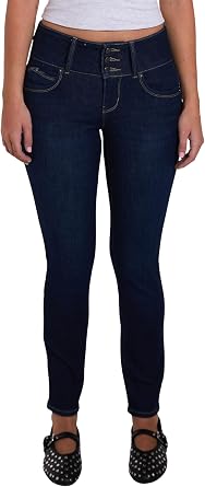 YMI Womens YMI Womens Junior Mid-Rise Wannabettabutt 3-Button Recycled Fibers Skinny Jeans