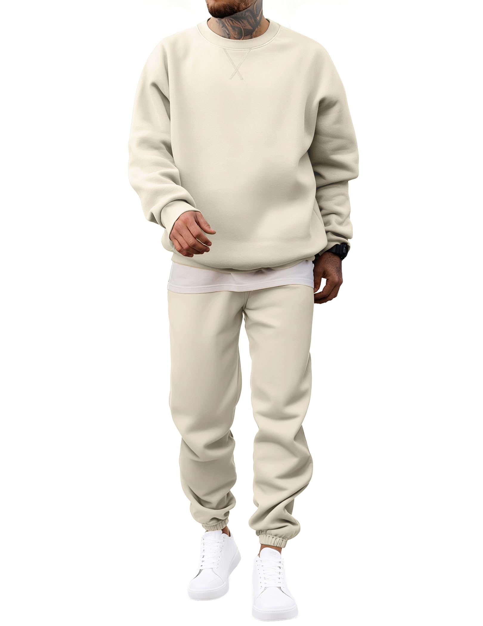 Men's 2 Piece Outfits Crew Neck Sweatshirt Tracksuit & Joggers Sweatpants Sweatsuit Set-image-49