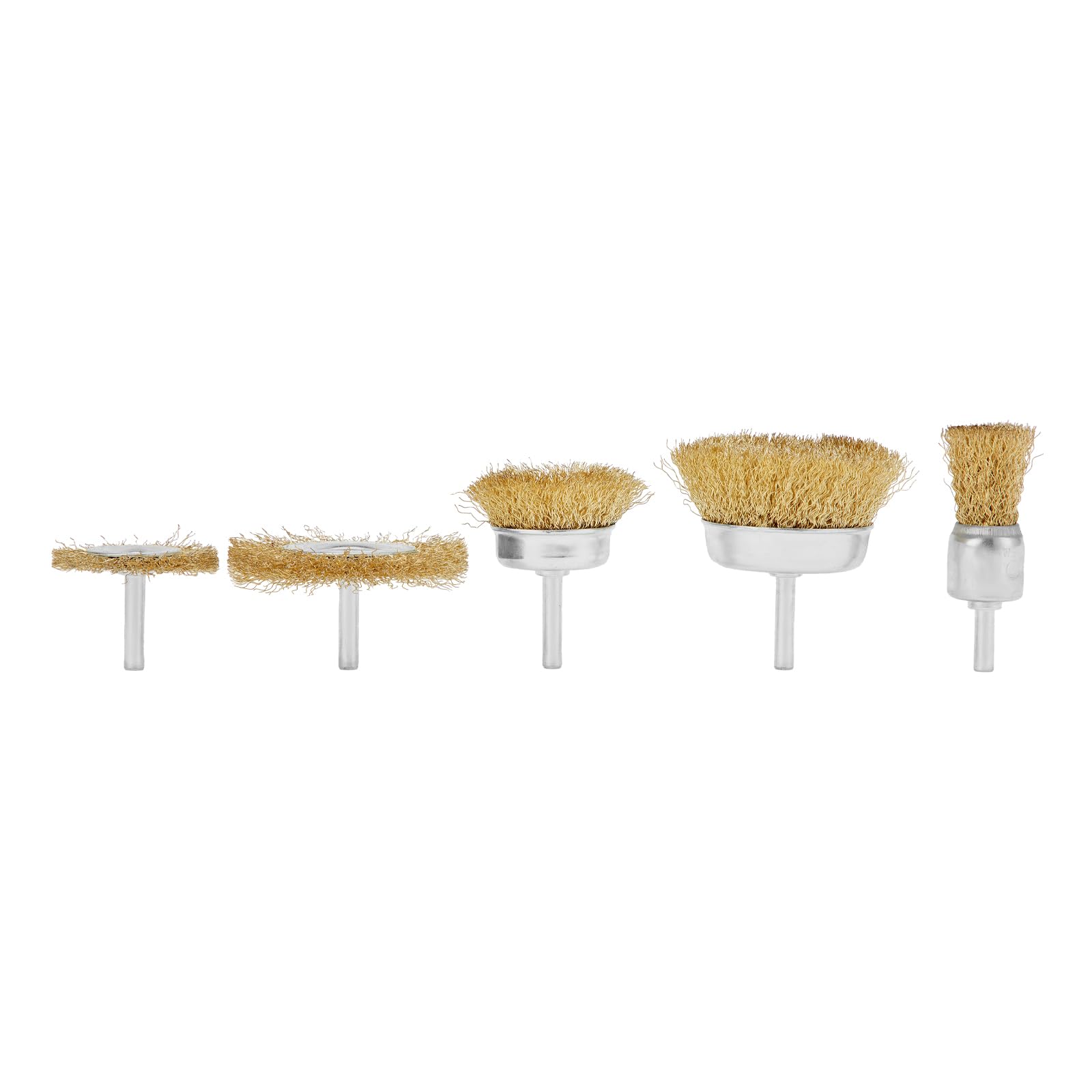 MTX Drill Brushes Set, 5 Pcs., 2 Flat, 50-75 mm + 3 "Cups", 25-50-75 mm, With Pins (744929)