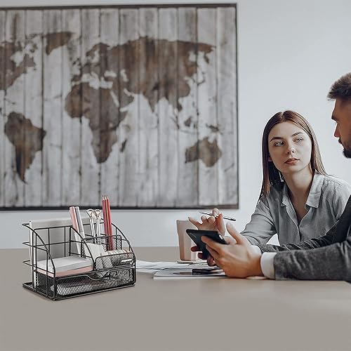 Miniatura 4 de AUPSEN Organizadores de escritorio y accesorios organizador de escritorio mejorado para oficina escuela o hogar cuenta con 6 compartimentos  1 cajón