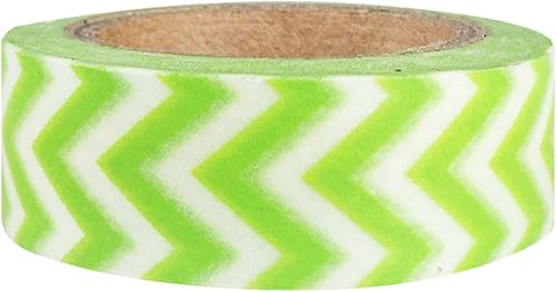 allydrew Cinta adhesiva japonesa a rayas Washi - Verde lima Corto Chevron