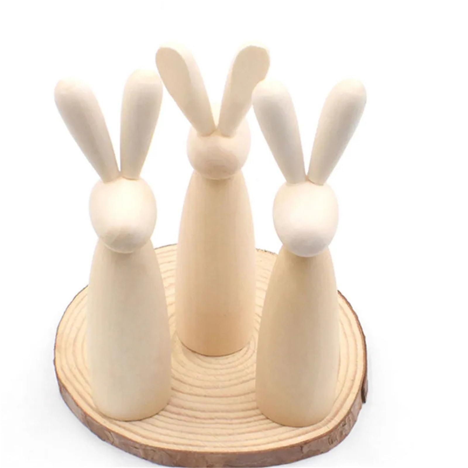 Muñecas de Madera Peg Figuras de clavija conejito madera Natural, estatuas animales pequeñas sin pintar for manualidades, decoraciones, hecha a mano, 12 Uds