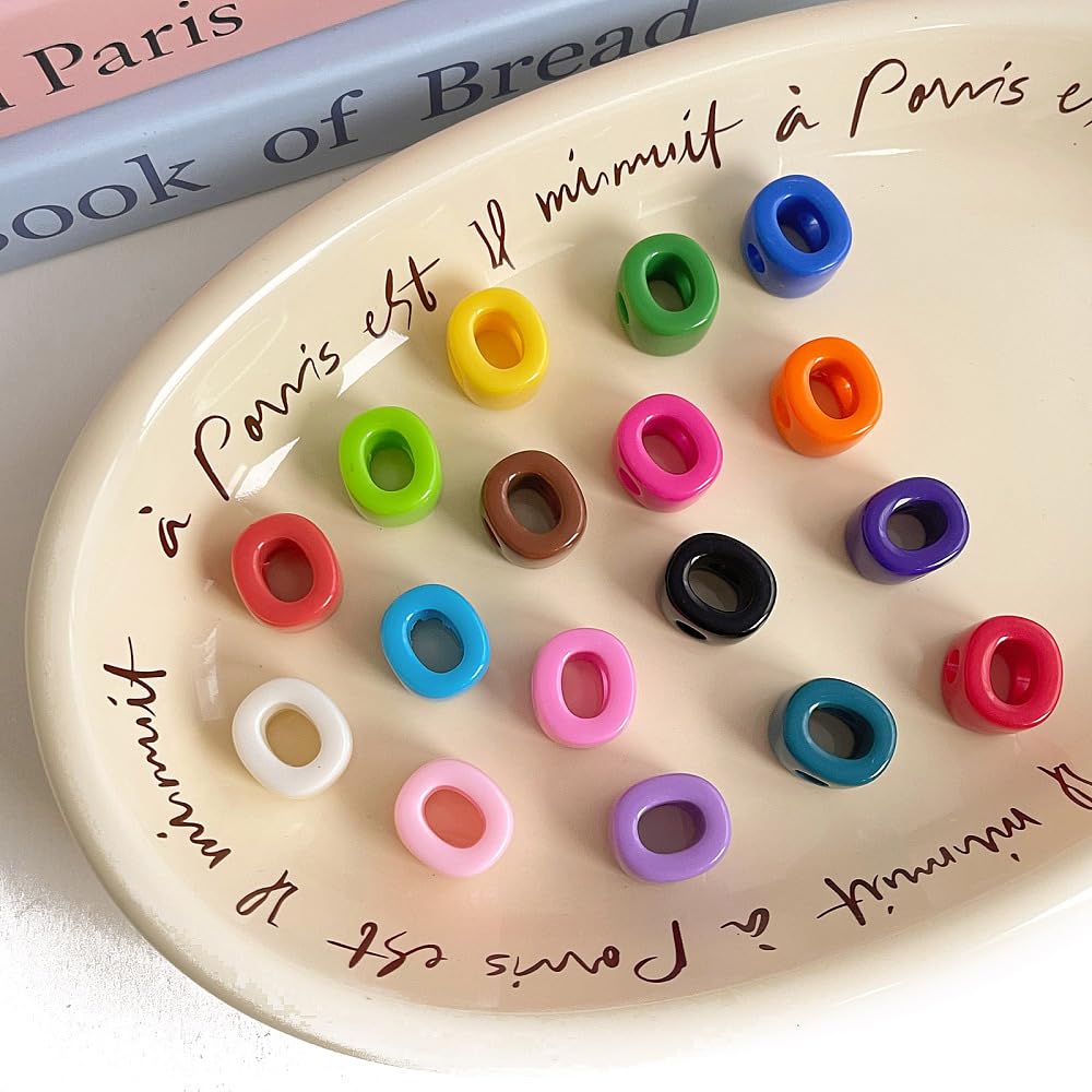 DanLingJewelry Approx 160Pcs Random Opaque Letter O European Beads Acrylic Colourful Alphabet Letter Large Hole Beads for DIY Jewellery Making Crafts — image 1