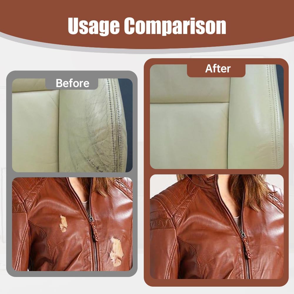 Advanced Gel de reparación de cuero, kit de reparación profesional de cuero para asiento de coche, kit de reparación de vinilo, multifuncional, muebles, sofá y chaqueta (7 piezas de color)