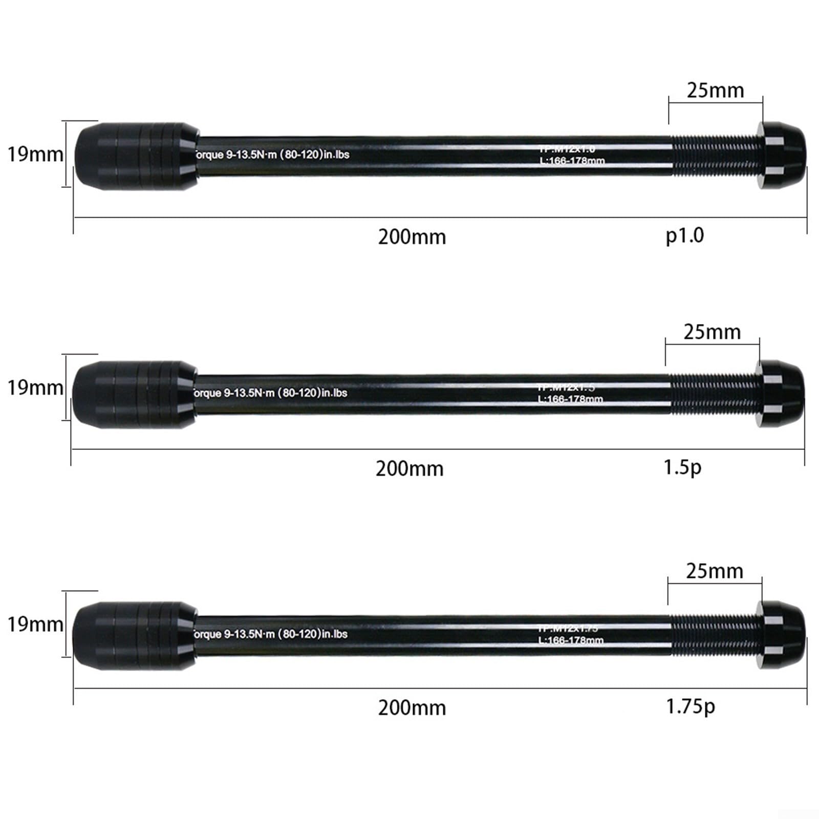 Perno passante sgancio rapido 12 x 142-148 mm P1.5/P1.75/P1.0 lega alluminio nero per bici da strada mountain bike