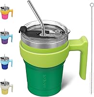 Vista 28 de BJPKPK - Vaso de 10 onzas con asa, vaso aislado con tapa y pajilla de acero inoxidable, taza de viaje para café, color lavanda