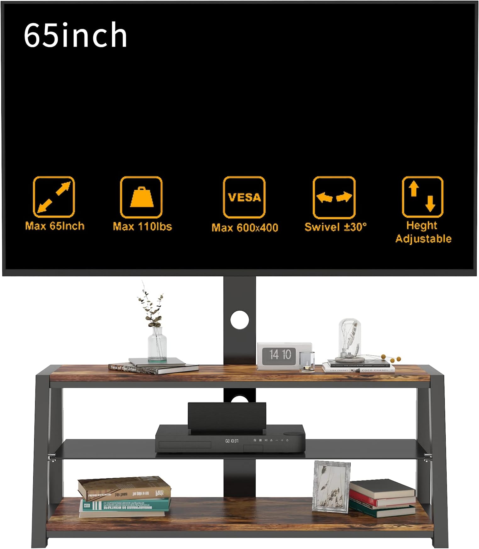 Amazon.com: Universal TV Stand Wooden Swivel TV Stand with Storage for ...