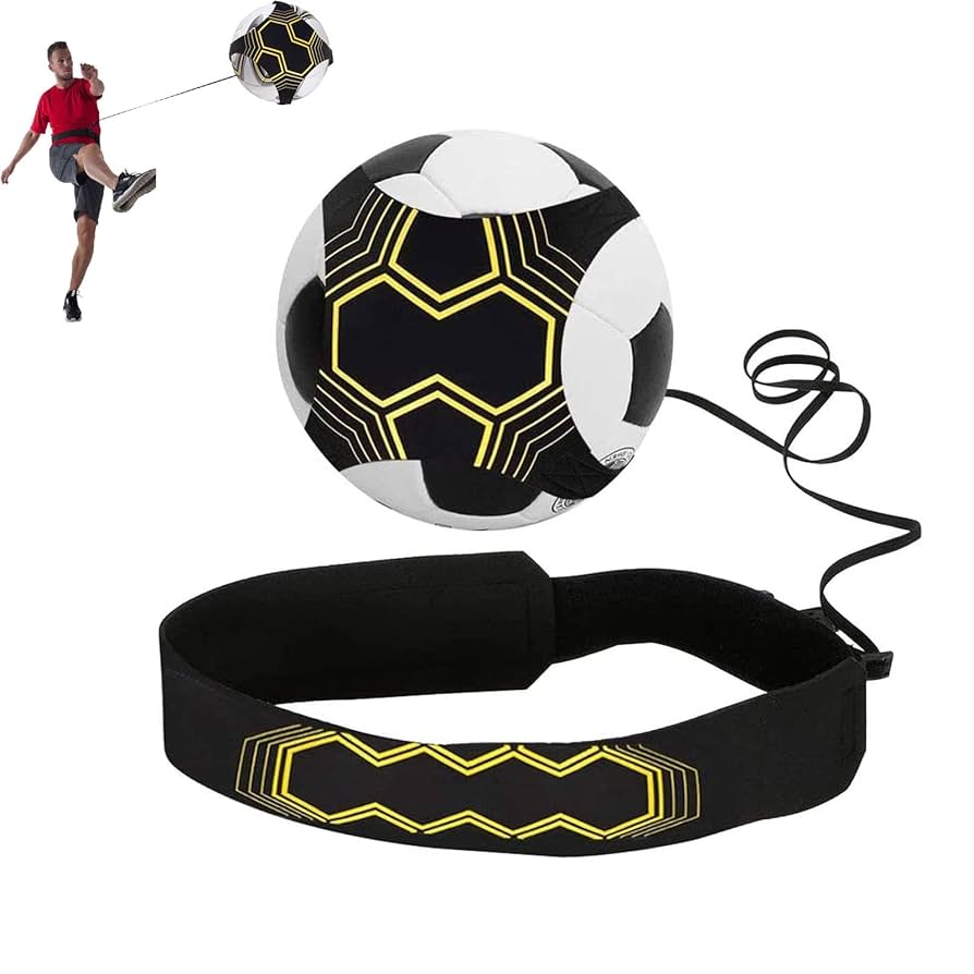 Football Kick Trainer Soccer Training Aids Hands Free Throw Sole Practice Equipment For Kids And Adults With Adjustable Belt Elastic Rope Fits Ball 3, 4,and 5