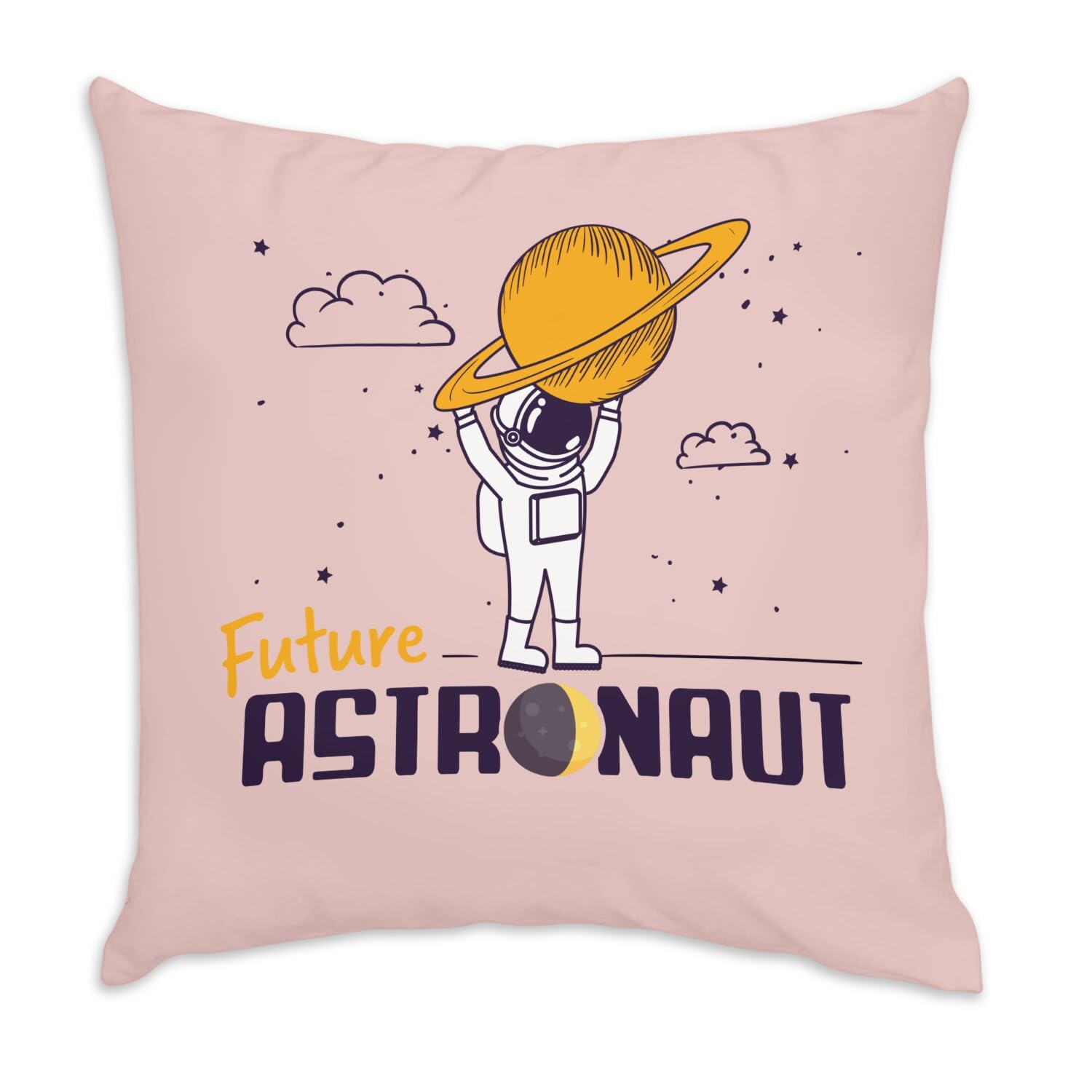 Coussin en velours rose 40x40 cm Future Astronaut pour deco chambre enfant