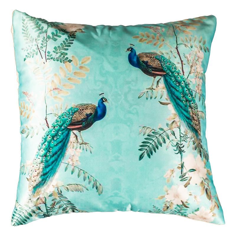 Image of Decorative Satin Sofa Cushion Covers Set of 5, 16 x 16 Inches, Multicolor Floral Printed Pillow Covers for Living Room, Bedroom, Couch & Sofa, Soft Glossy Fabric, Zipper Closure