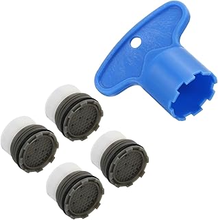PATIKIL Faucet Aerator Wrench Key Set, 4 Pcs M16.5mm Plastic Cache Recessed Aerator with 1Pcs Wrench Key Removal Tool Replacement for Water Saving Cleaning Home, Blue