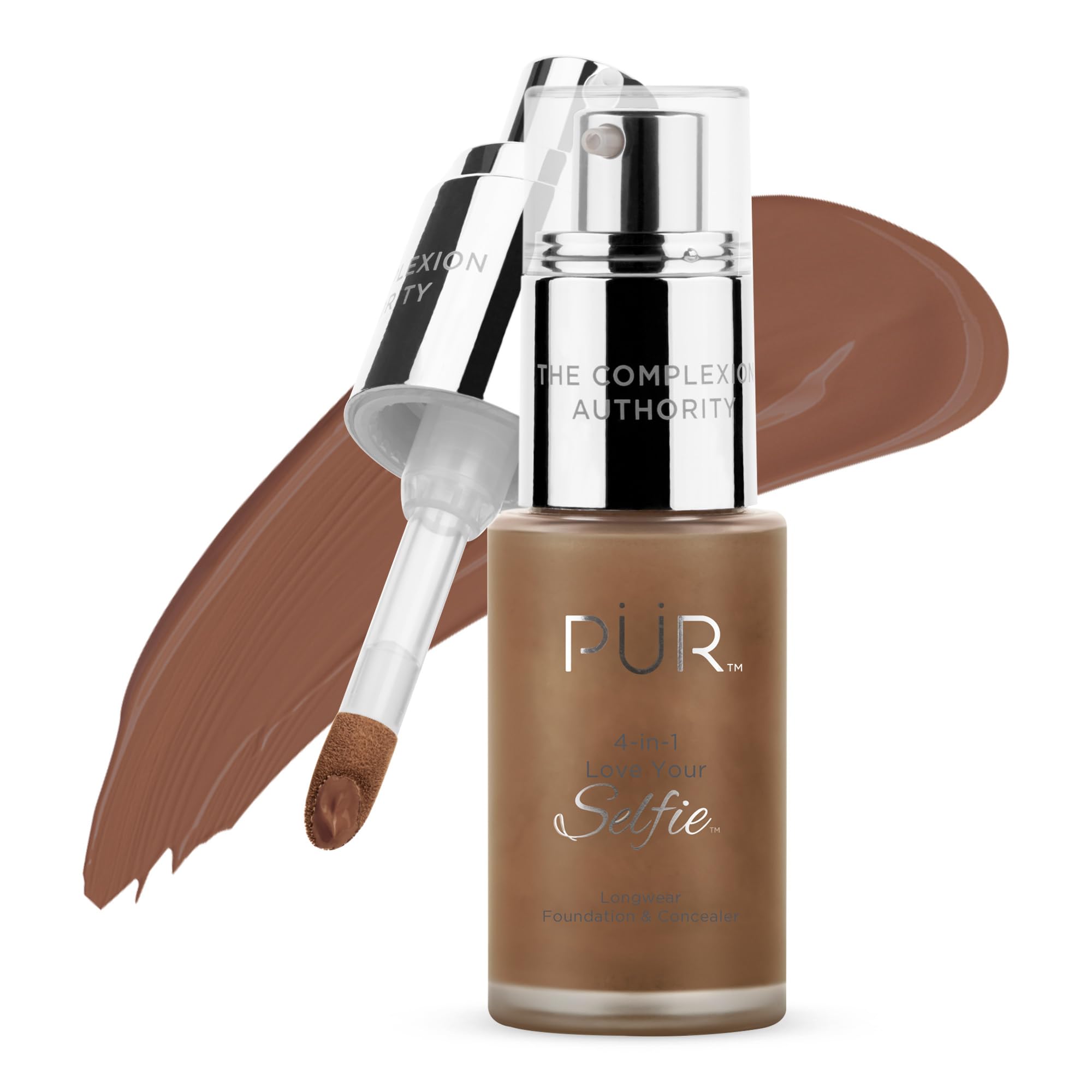 PÜR MINERALS 4-in-1 Love Your Selfie Foundation & Concealer - Longwear Full Coverage Liquid Makeup Foundation with Hydrating Blend for Refined-Looking