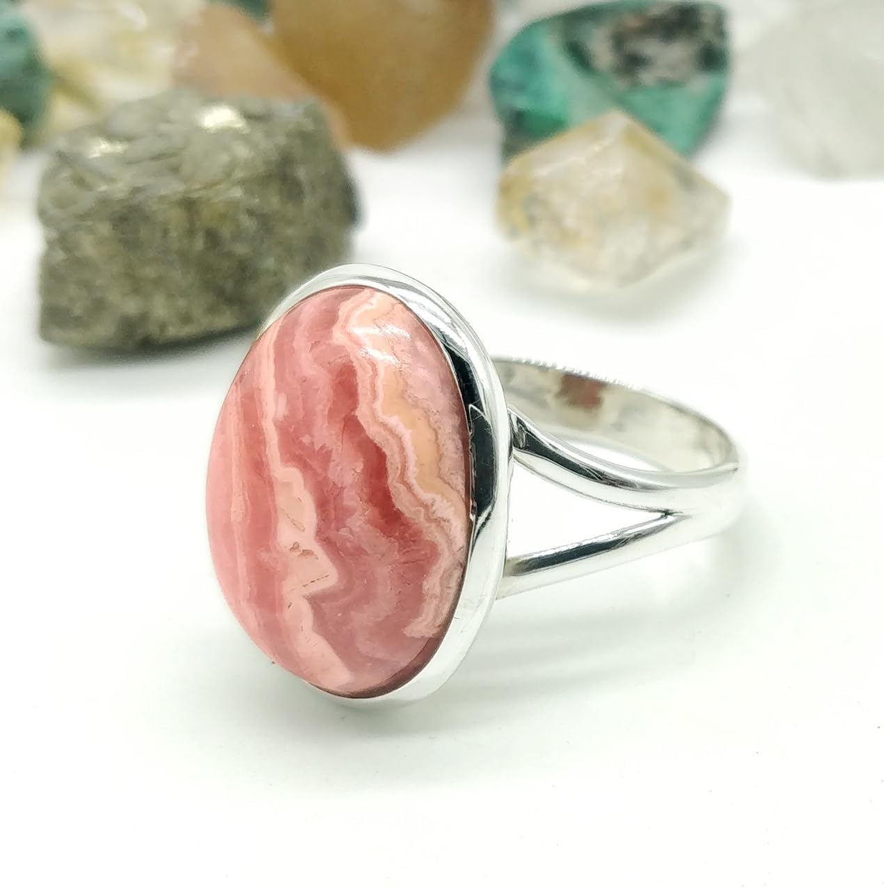 Natural Rhodochrosite Ring, 925 Solid Sterling Silver Ring, Silver Ring with Rhodochrosite Stone, Handmade Ring, Silver Ring, Gift for her/him KOHI Ring SKU 004