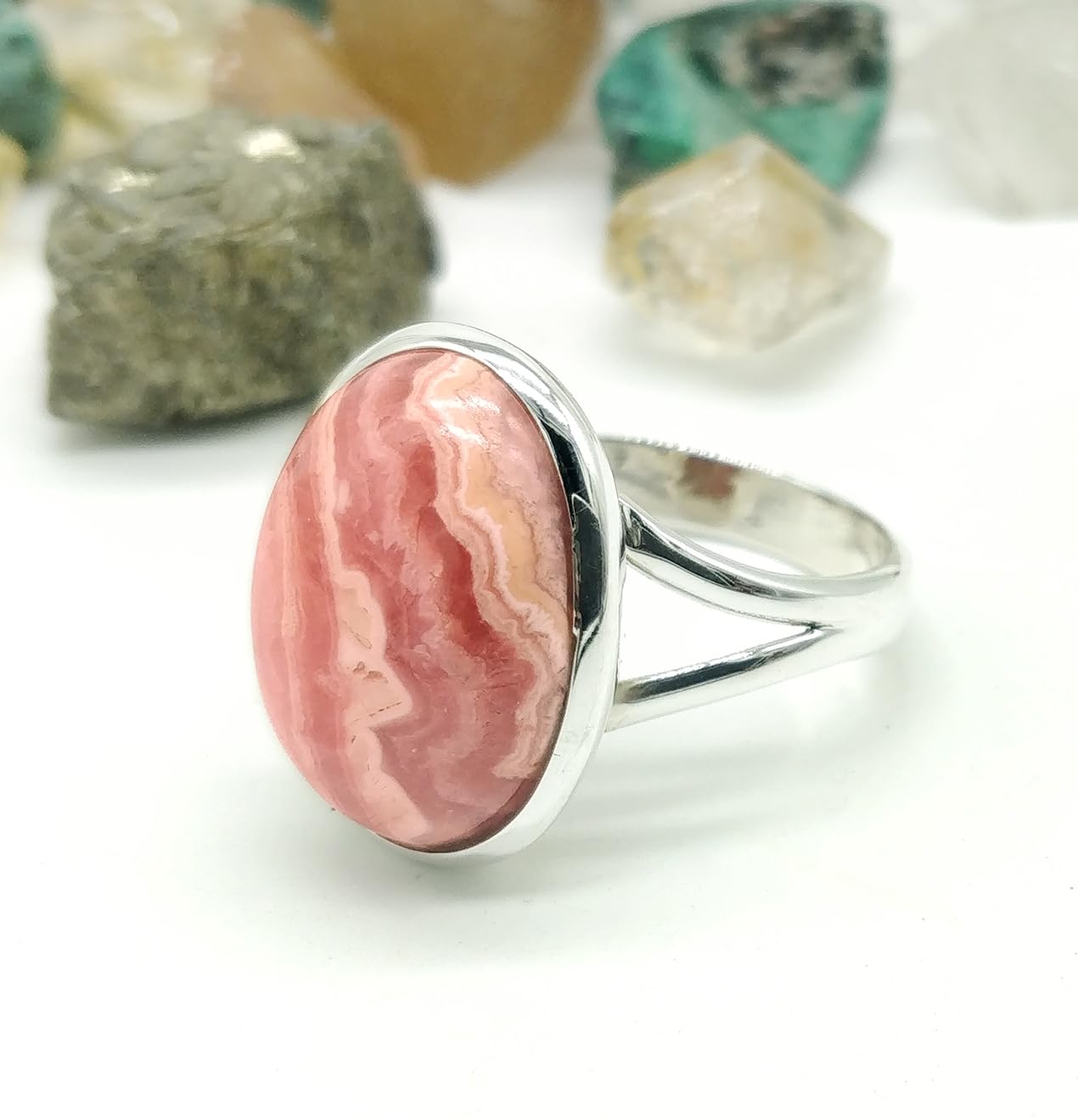 Natural Rhodochrosite Ring, 925 Solid Sterling Silver Ring, Silver Ring with Rhodochrosite Stone, Handmade Ring, Silver Ring, Gift for her/him KOHI Ring SKU 004 - Image 2