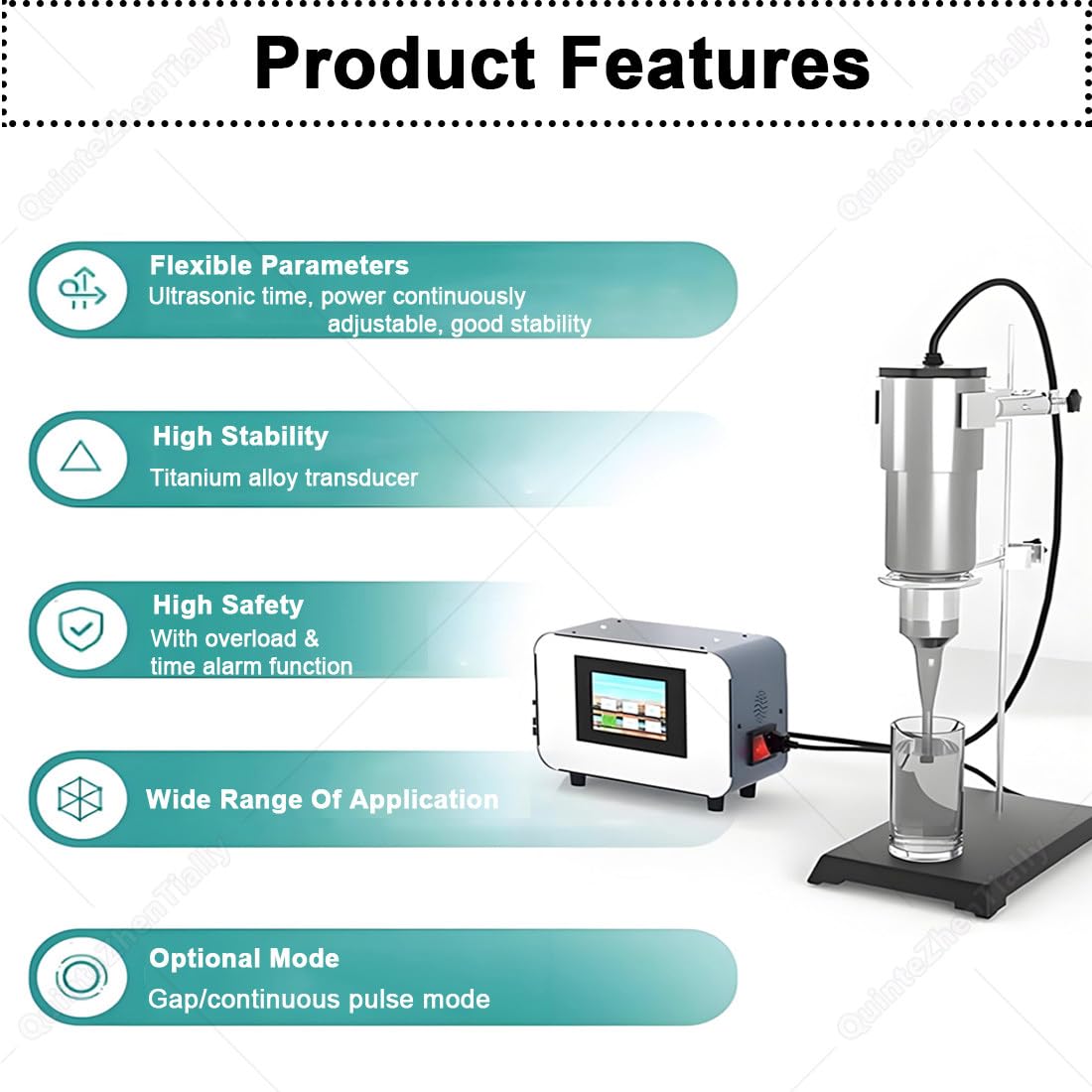 Omogeneizzatore Processore,Emulsionazione Mixer Laboratorio 35kzh3mm | con Sonda Titanio,Timer 1-99 Minuti (Regolabile),Ad Alta Efficienza,Visuelle Parameterkontrolle,per Campioni Grandi Volumi