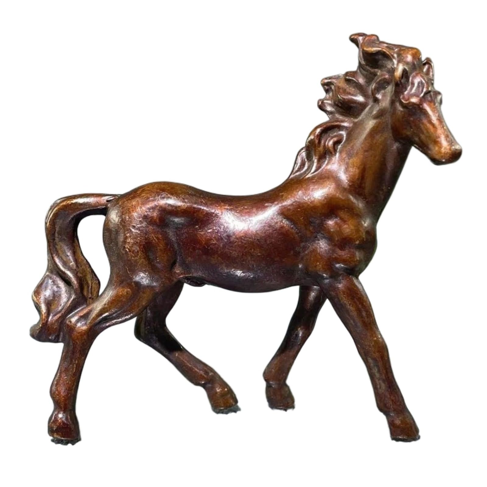 NGDFGR Brass Horse Model Miniature Figurines,Animals Zodiac Horse Statue Sculpture Desktop Ornament Home Bonsai Landscaping Sand Table Car Decor Accessories Study Paperweight