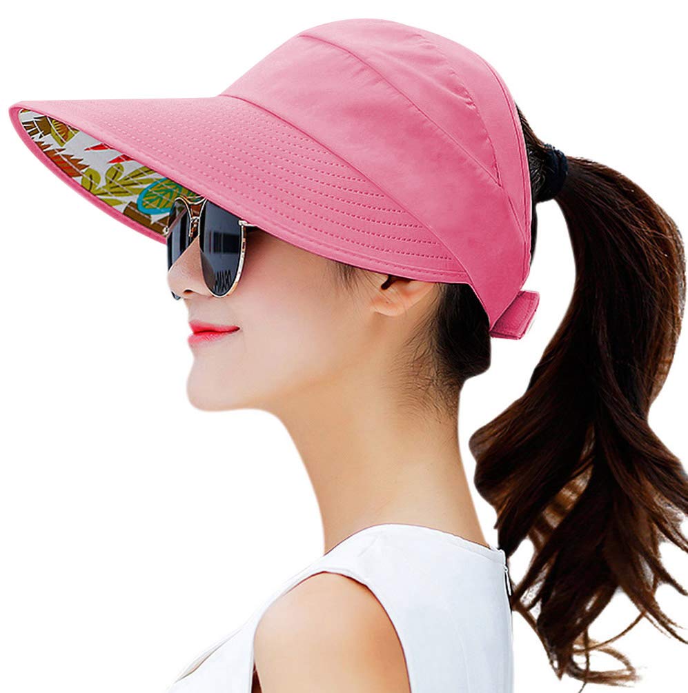 HINDAWI Sun Hats for Women Wide Brim UV Protection Sun Hat Summer Beach Packable Visor