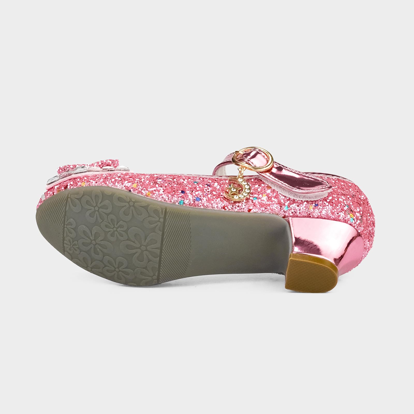 Zapatos de Princesa Elegantes para Niñas de Tacón con Lentejuelas Purpurinas para Disfraz, Fiestas, Bodas