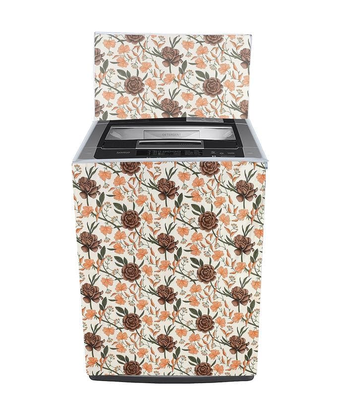 Image of WOAH Top Load Fully Autometic Washing Machine Cover Compatible With ifb samsung bosch whirlpool haier lg and All Brand Universal Size 7kg | 7.5kg | 8kg (orange Rose) D
