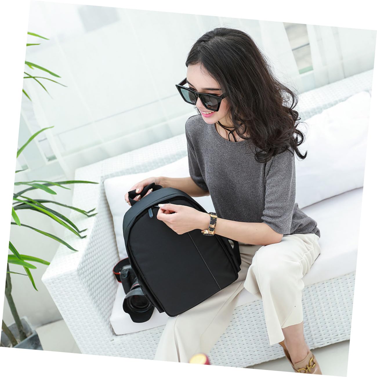 NUOBESTY 2 Piezas Mochila para Cámara de Viaje con Accesorios Bolsa de Almacenamiento Práctica y para DSLR y Espejo