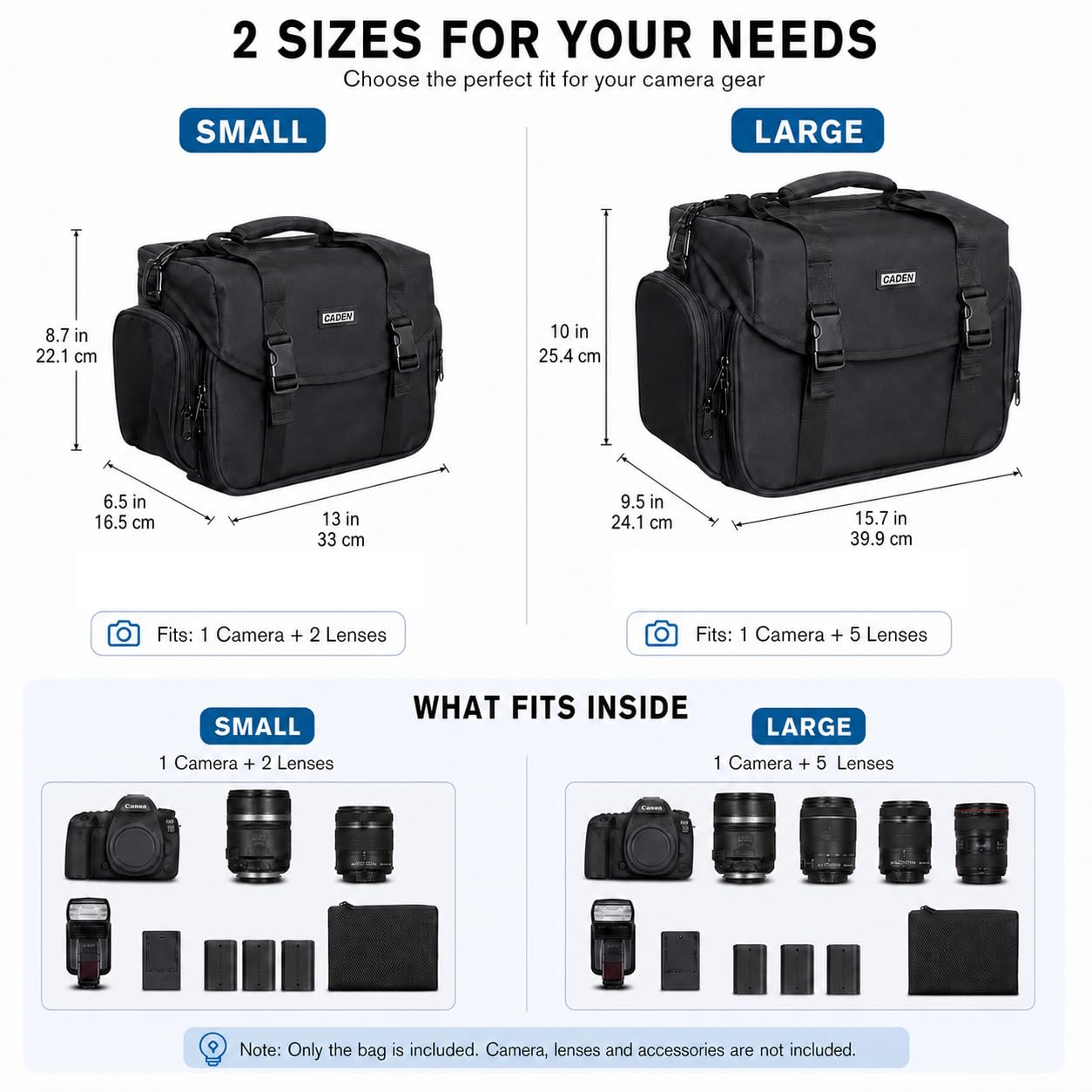 CADeN Grande Borsa Fotografica Tracolla Borse Fotografiche Custodia Fotocamera con Titolare Tripode per Macchina Fotografica Reflex Nikon Canon Sony DSLR Accessori e Viaggio, Idrorepellente su Spruzzo