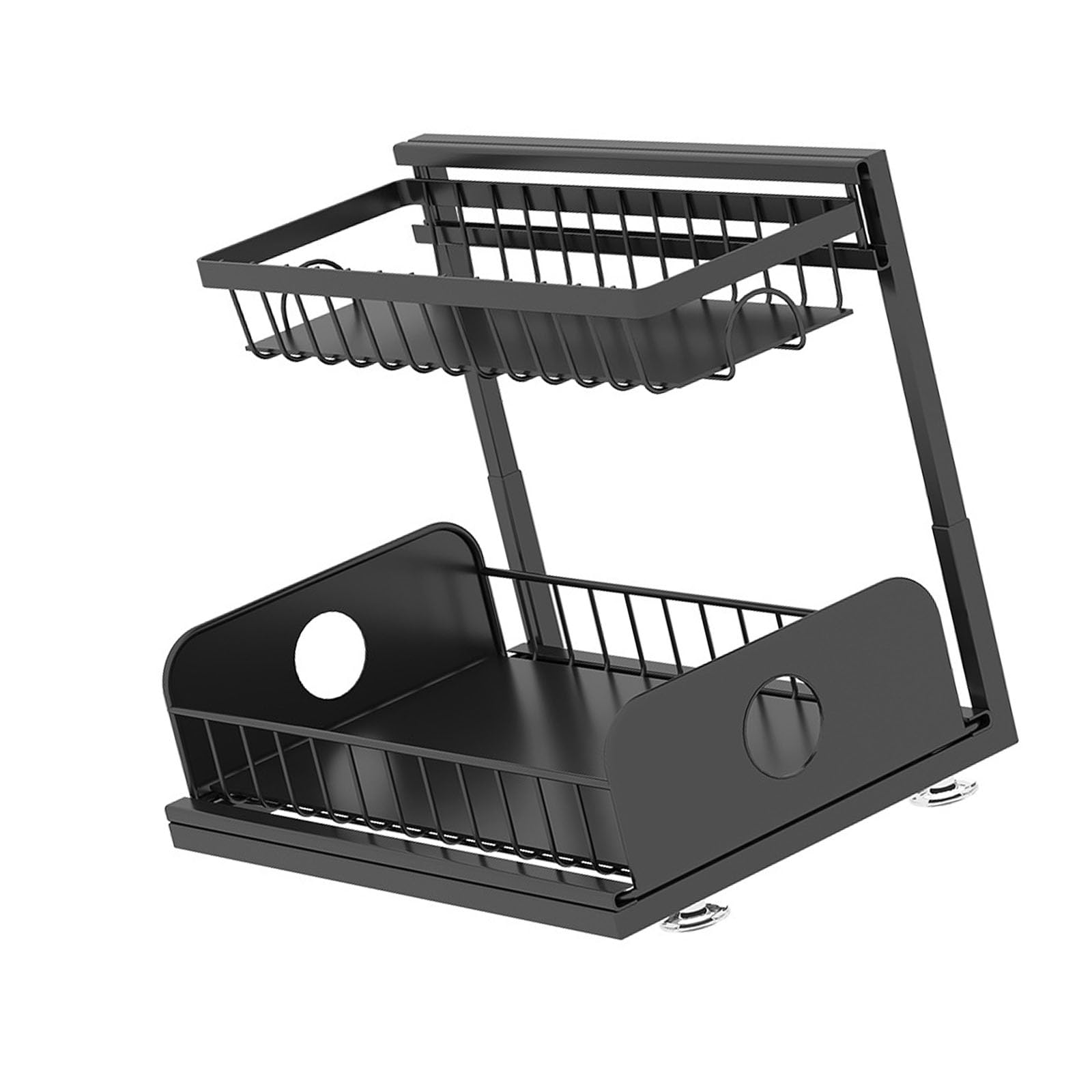 ZBIianxer Space Saving Under Sink Rack with Sliding Basket & Rusts Proof Coating Modern Under Sink Tray Easy to Use for Wet Areas Strong Carbon Steel Shelf