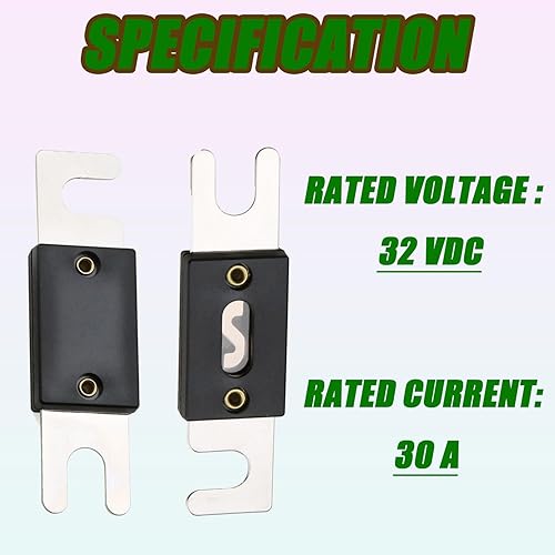 Miniatura 4 de Fusibles ANL chapados en níquel de 30 amperios para sistema de audio y video de automóvil (paquete de 5)