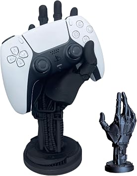 Game Controller Holder for PS5, 3D Cyberpunk Robot Hand Controller Stand, Mechanical Hand Gaming Accessories Rack for PS4, Gamepad Headphone Hanger Holder for Desk Decor Black