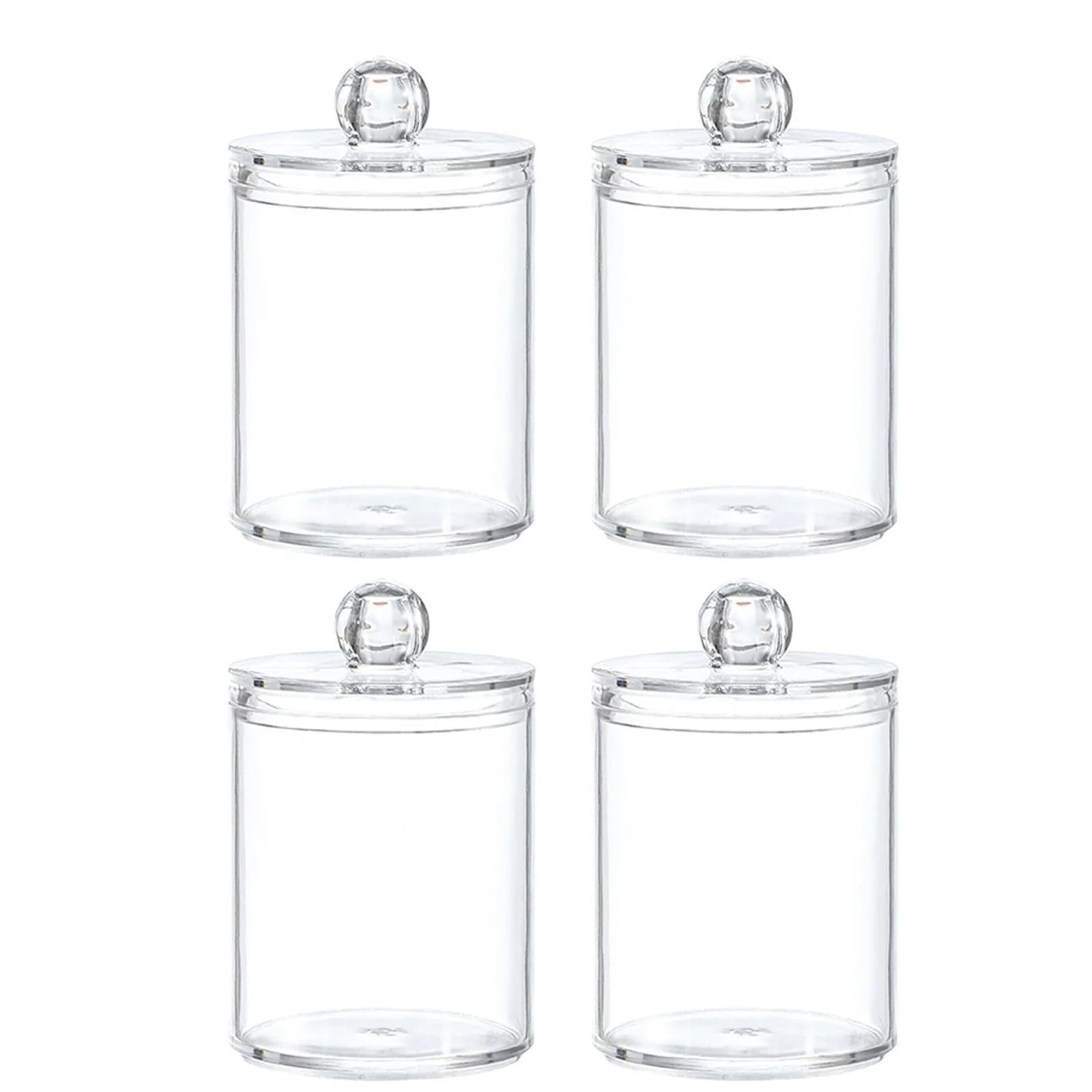 EVAWOIFN Cotton Swab Holder Circular Cotton Swab Box Transparent Plastic Cover Simple Toothpick Beautiful Ball Dental Floss Stick Jewelry Storage(4pcs)
