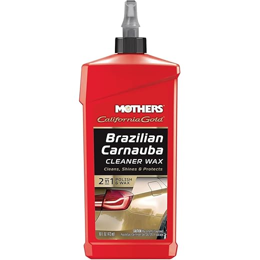 Mothers California Gold Brazilian Carnauba Cleaner Wax, 16 oz. — Cleans & Waxes in One Step, Removes Oxidation & Swirls, Premium Carnauba Shine & Protection for All Paint Finishes (05701)