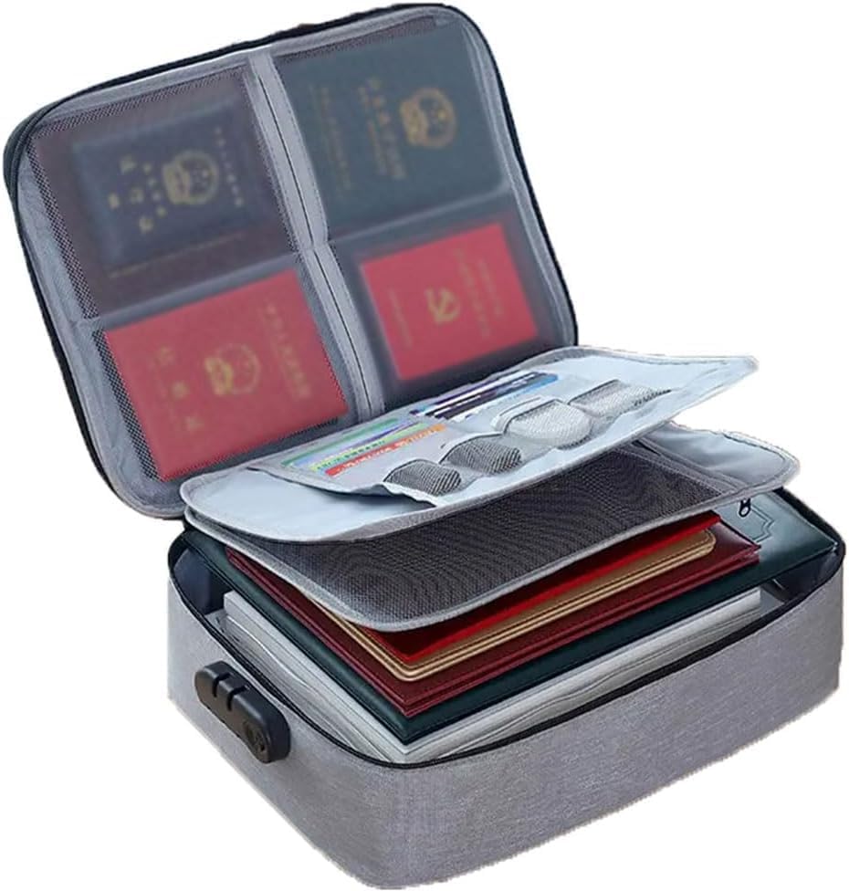 NETXE Document Storage Bag with Lock, Document Storage Organizer Bag Multi-Layer File Pocket & Waterproof Bag with Code Lock for Laptop, Notebooks, Passport (Random (No Choice))