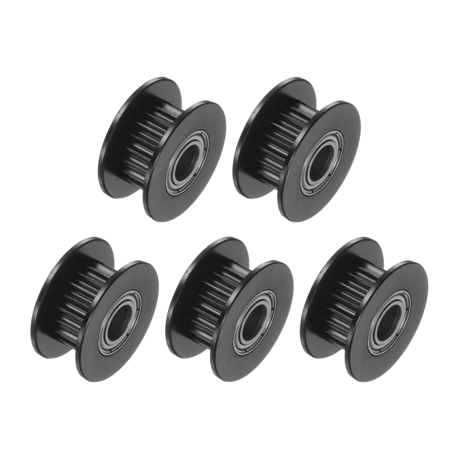 5 szt. Koła pasowe 2GT - [5 mm otwór x 18 mm OD] koło synchroniczne 20 zębów na 6 mm szerokość paska za pomocą mechanicznego napędu CNC drukarki 3D, stop aluminium, czarne