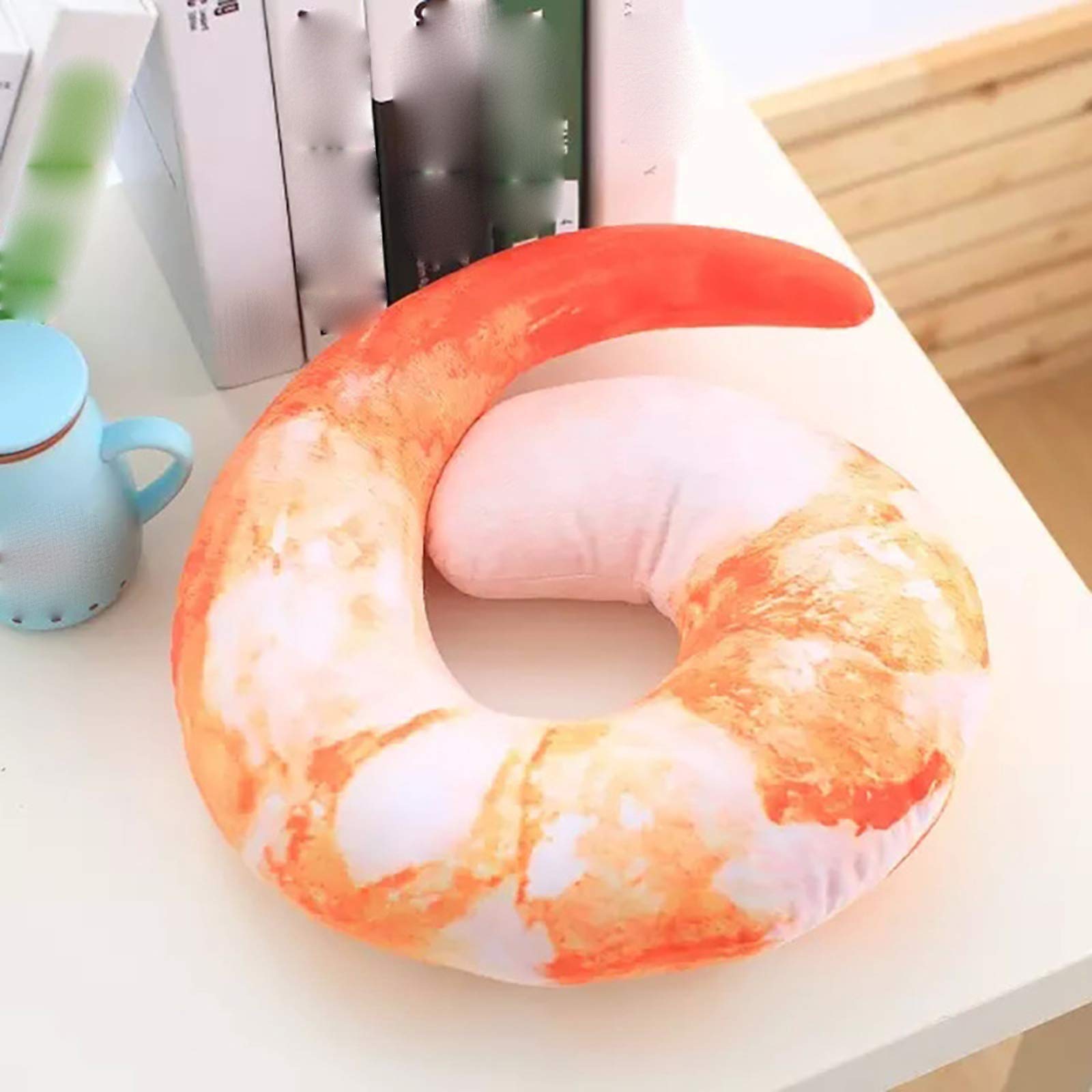 Cuscino per collo a forma di gamberetti, cuscino per pausa pranzo, a forma di U, in peluche, portatile, per casa, ufficio, viaggi (salsiccia