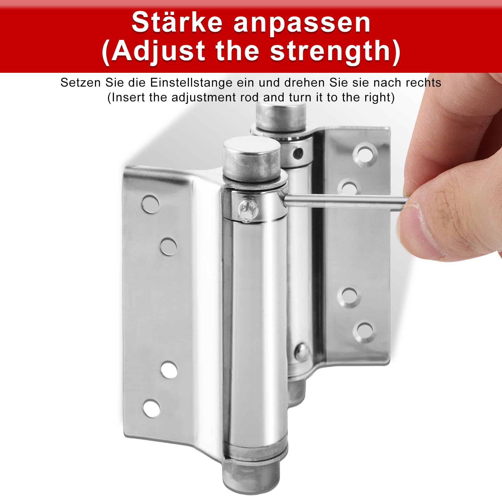 Bisagra para puerta de péndulo (4 unidades, acero inoxidable, 130 mm, cierre automático, 15 kg de capacidad de carga, bisagra de resorte para mostrador, puerta batiente y puertas de madera (4