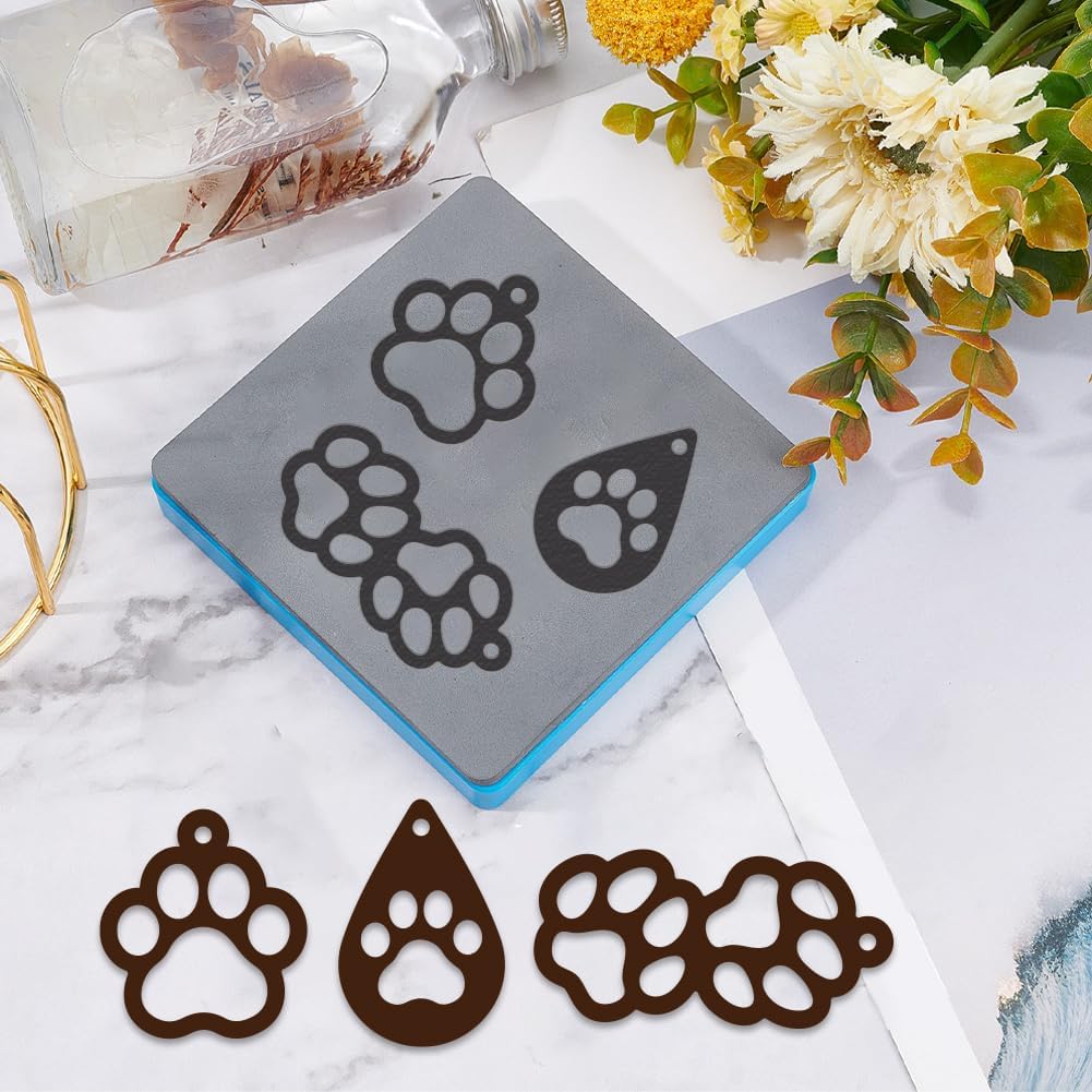 SUPERDANT Paw Print Earrings Leather Die Jewelry Earrings Wooden Die Cutter Pendant Leathers Cutting Dies DIY Art Crafts Leathers Dies Cutter for Men Women Leather Making Handmade Lover Gifts