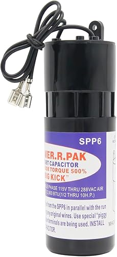 Miniatura 2 de Kit de condensador de arranque duro SPP6 Supco Super Boost (12 a 10 H.P.) apto para aire acondicionado, aumenta el par de arranque del compresor