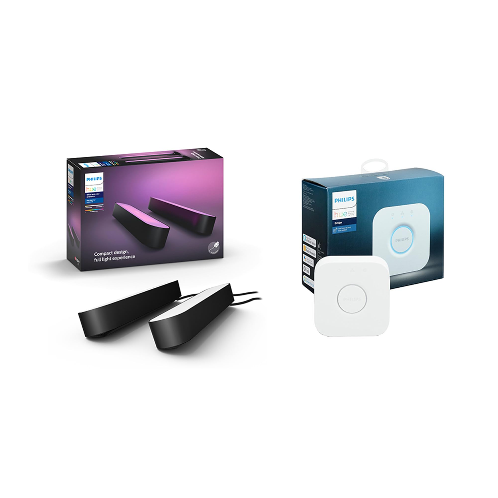 Philips Hue Hue Play Smart Light Bar White & Colour Ambiance Double Pack With Hue Bridge