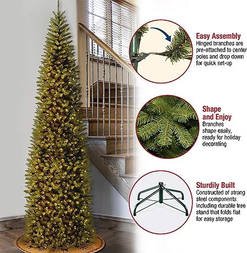 National Tree Company KW7-300-100 Artificial Pre-Lit Slim Christmas Tree, Green, Kingswood Fir, White Lights, Includes Stand, 10 Feet thumb #3