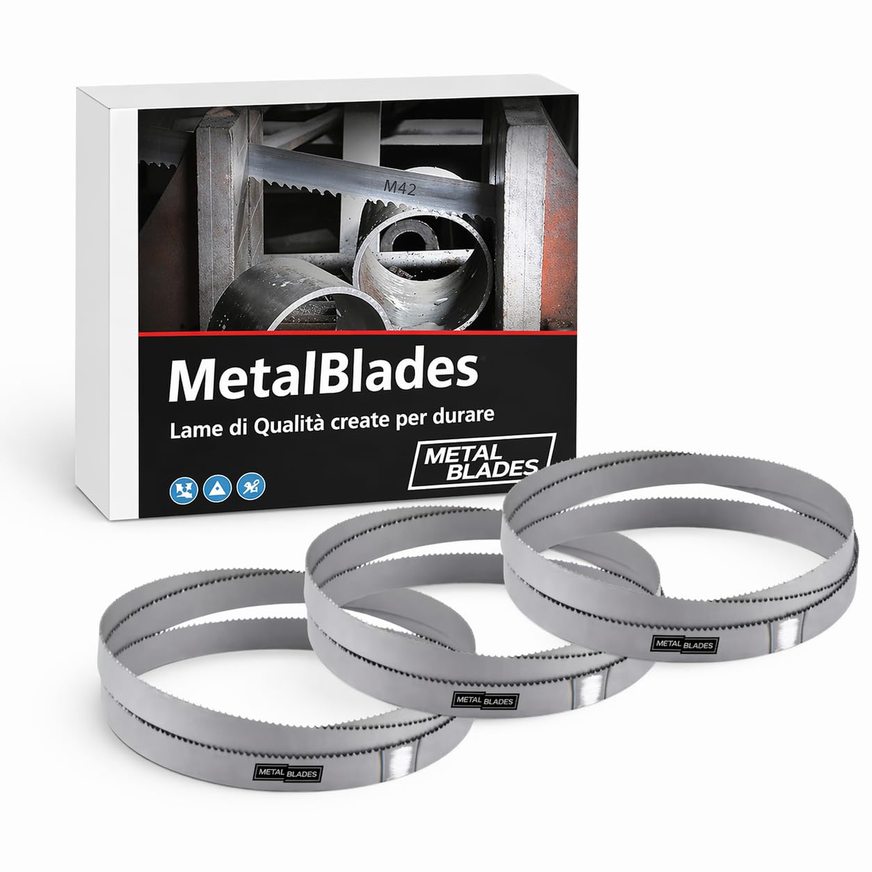 3x lame a nastro M42 HSS bimetalliche Premium 1330 x 13 x 0,65 mm con 14/18 denti per pollice (TPI) - per taglio di metallo, acciaio, alluminio, metalli non ferrosi e leghe leggere