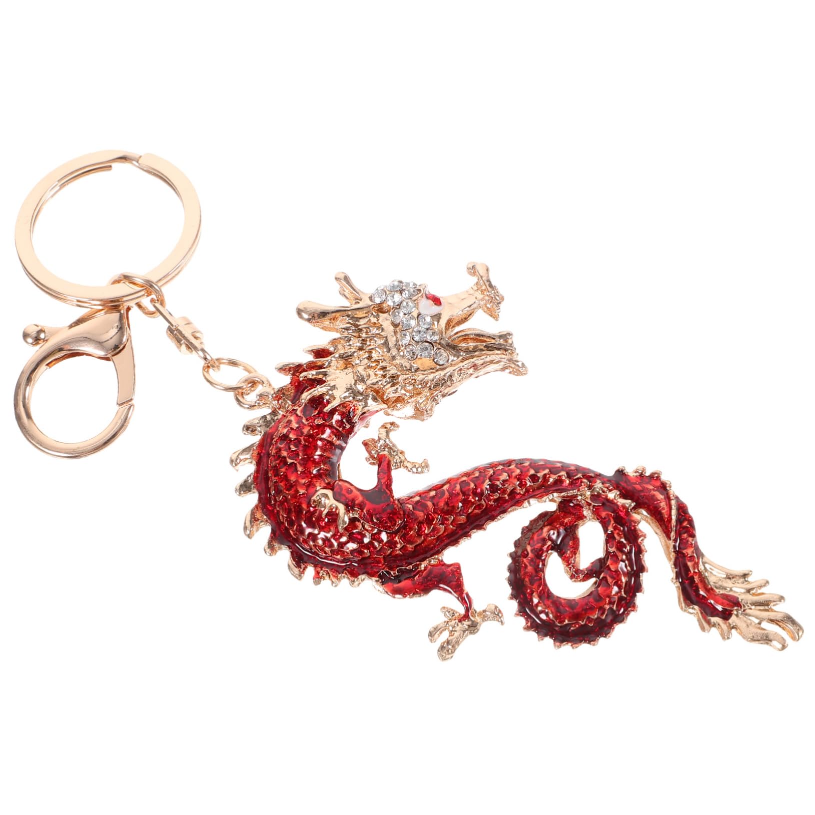 Healevedein Jahr des Drachen Schlüsselanhänger gefälscht Schlüsselbund Hallo glucksbringer auto schlüsselanhänger car key chain Schlüsselkettenringe Keyring -Zubehör Legierung rot