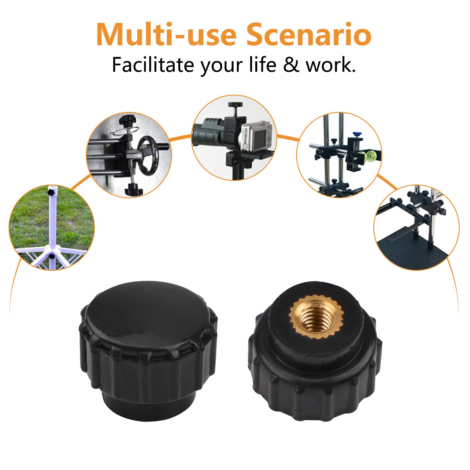 Manopole Di Bloccaggio M4 - 10 Pezzi, Plastica Nera E Ottone, Per Attrezzature Meccaniche