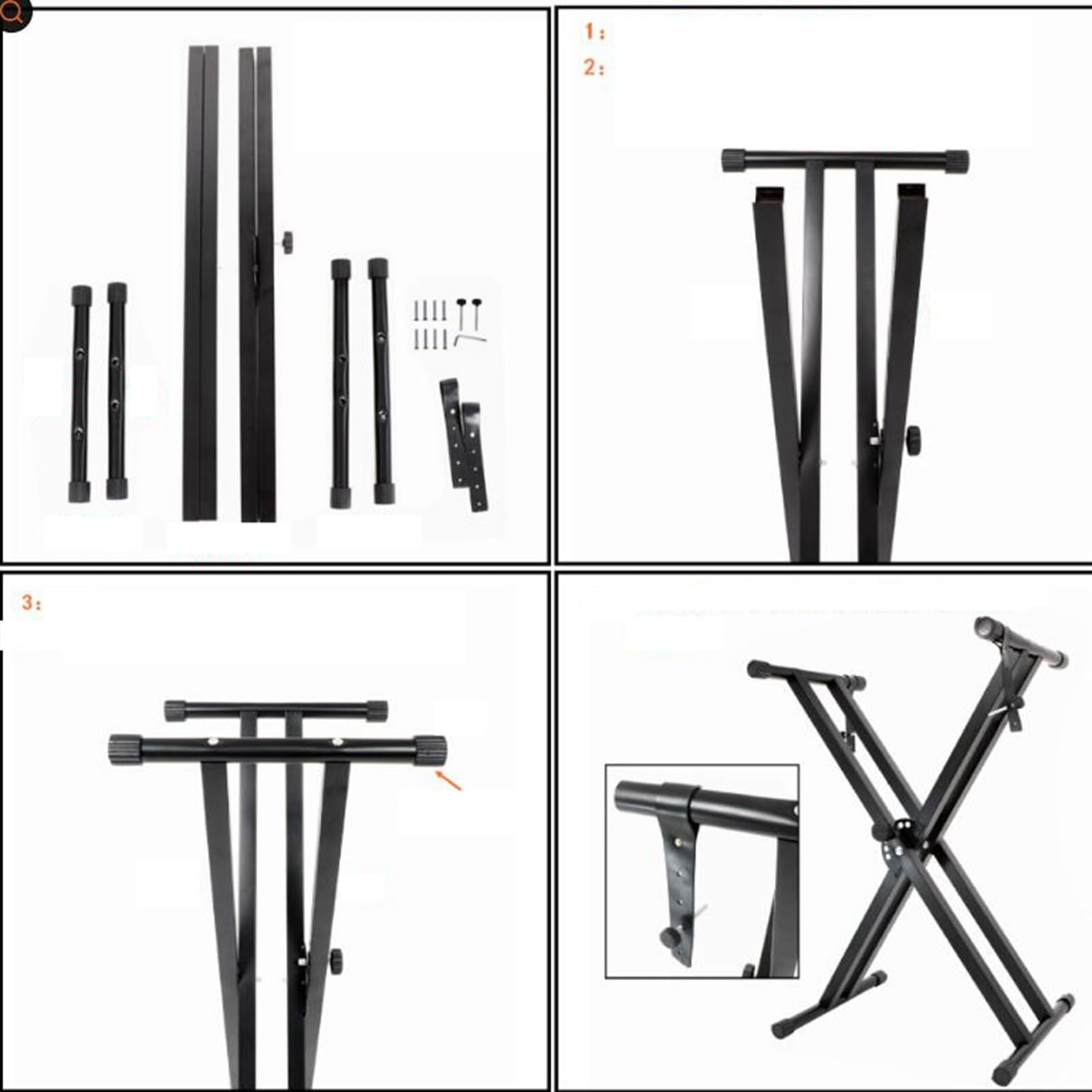 Soporte Piano Soporte portátil for órgano electrónico con ancho ajustable, soporte de piano doble tubo desmontable, en forma X