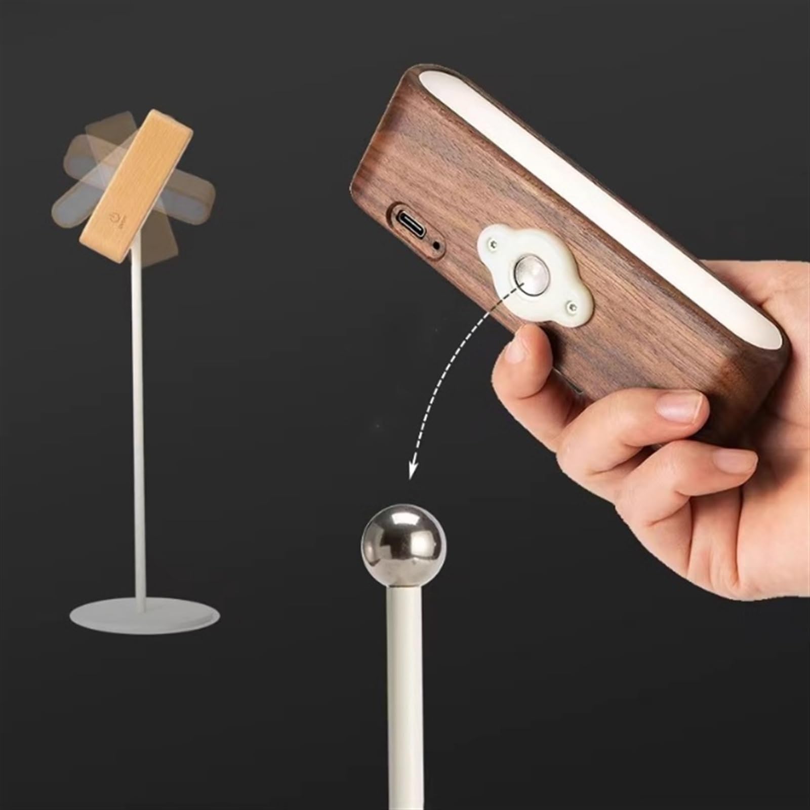 Lampade da lavoro Lampada da scrivania in legno, lampada da scrivania moderna dimmerabile, luci da scrivania a LED con controllo touch, con lampada da parete ruotabile a 360° USB magnetica ricaricabil