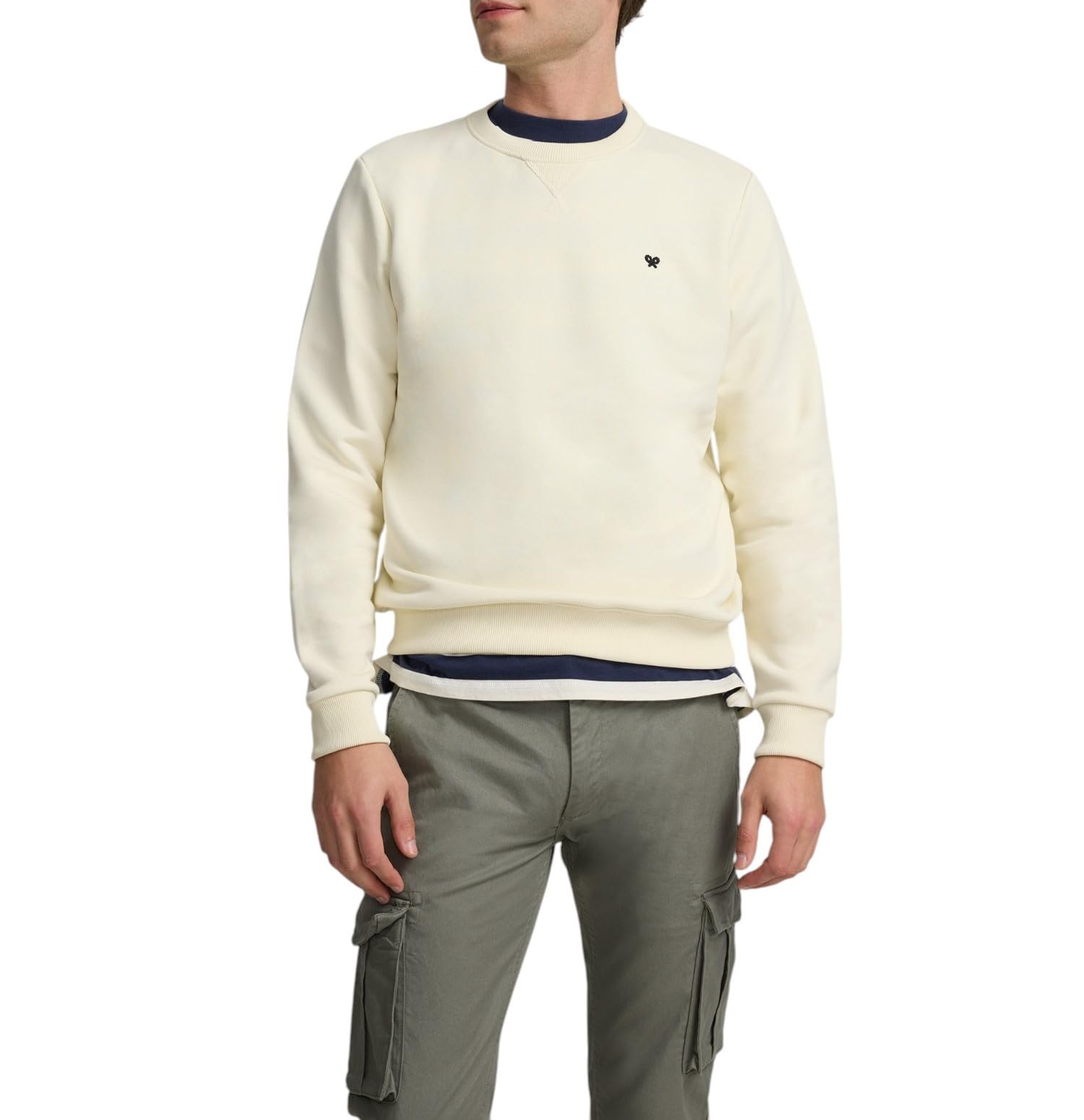 SILBON Sudadera Minilogo Crema para Hombre Talla XXL