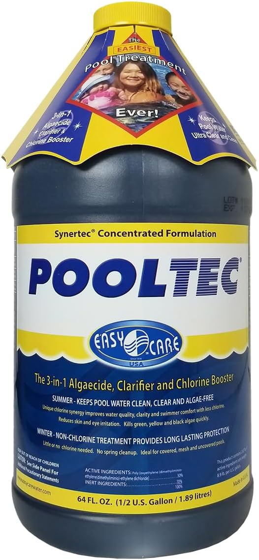 EasyCare 30064 PoolTec Algaecide, Clarifier and Chlorine Salt Cell Booster, 64 oz. Bottle